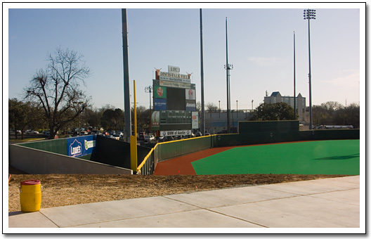 [The new outfield fence]