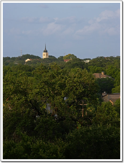[Photo of church tower taken on June 15, 2006]