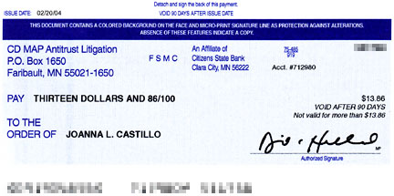 Settlement check