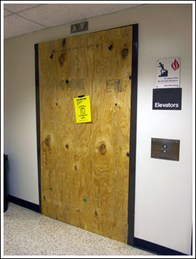 [Photo of blocked elevator]